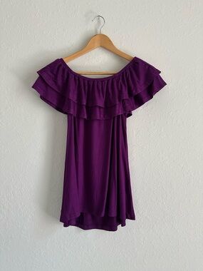 Purple Off-Shoulder Ruffle Top